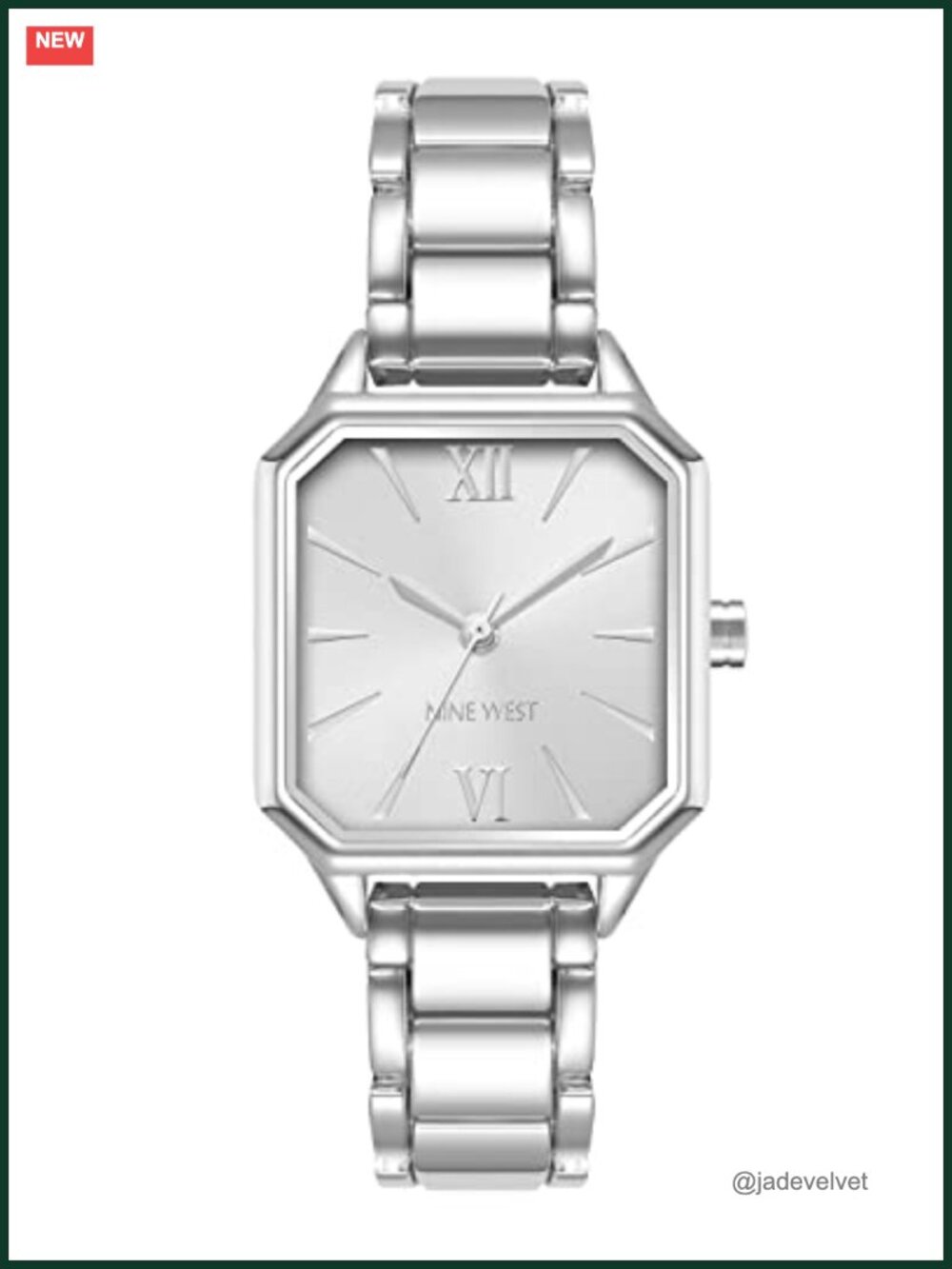 Nine West Women's Silver-Tone Bracelet Watch Sunray Dial Adjustable Link